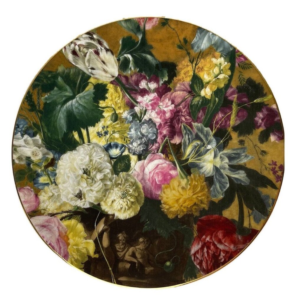 Porcelaine LG C. Limoges Dec. a la main Fully Decorated Floral Plate, Wall Decor